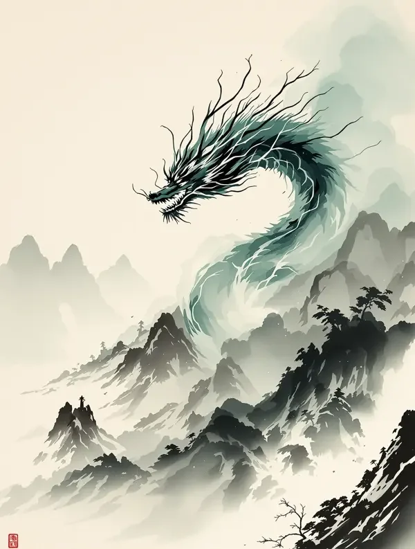 《山海拾遗录》封面插画，国漫 · 东方奇幻、水墨、冒险、神话