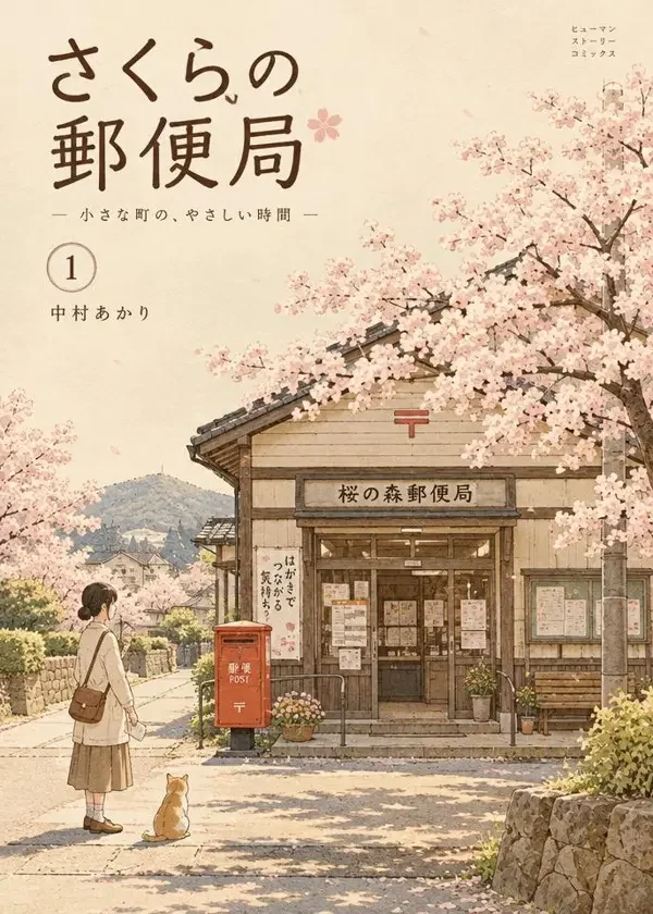 《樱町邮便局》封面插画,日漫 · 青春、治愈、时间旅行、小镇