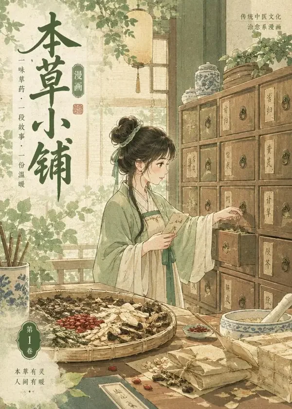 《百草有灵》封面插画，国漫 · 奇幻、中医、少女、成长
