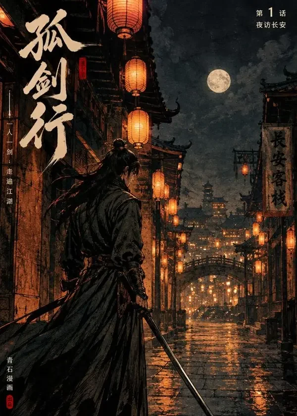 《长安夜行刀》封面插画，国漫 · 武侠、悬疑、长安、动作